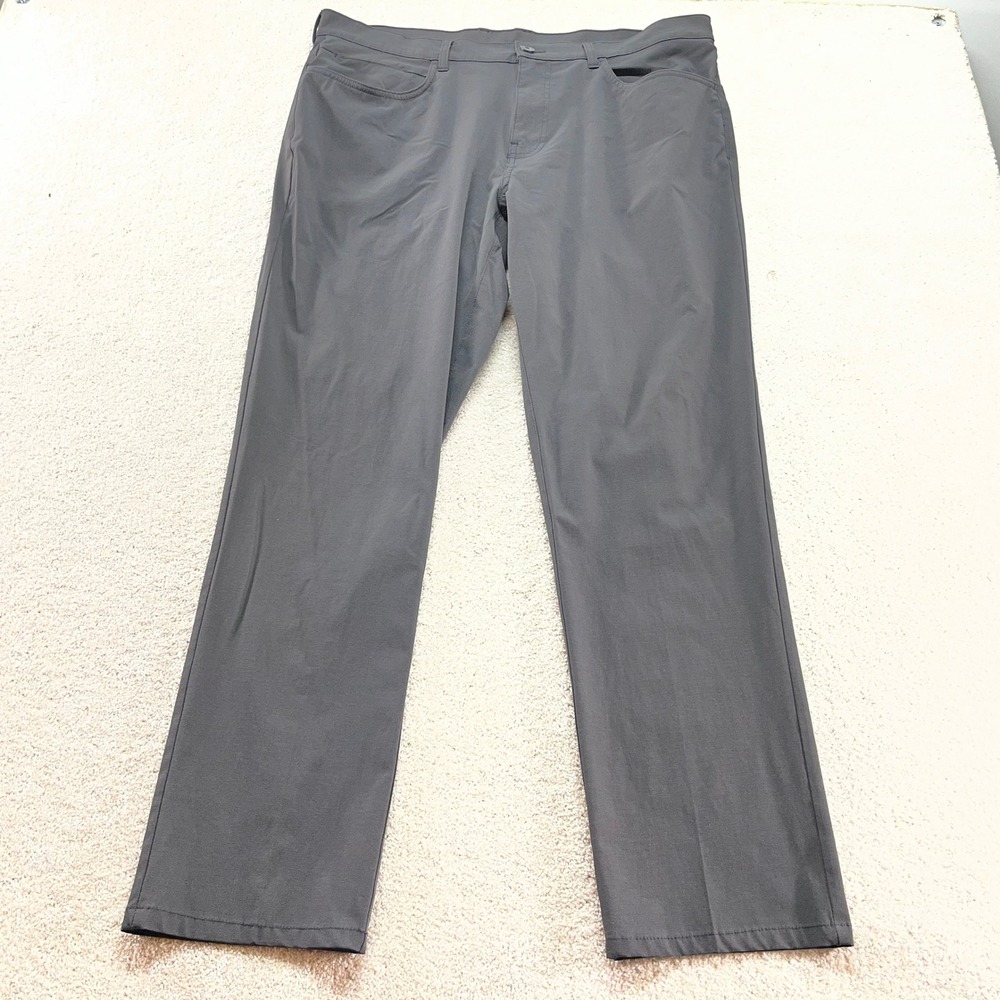 Perry Ellis Portfolio Pants Mens 38x32 Gray Stretch Performance 5-Pocket Chino‎